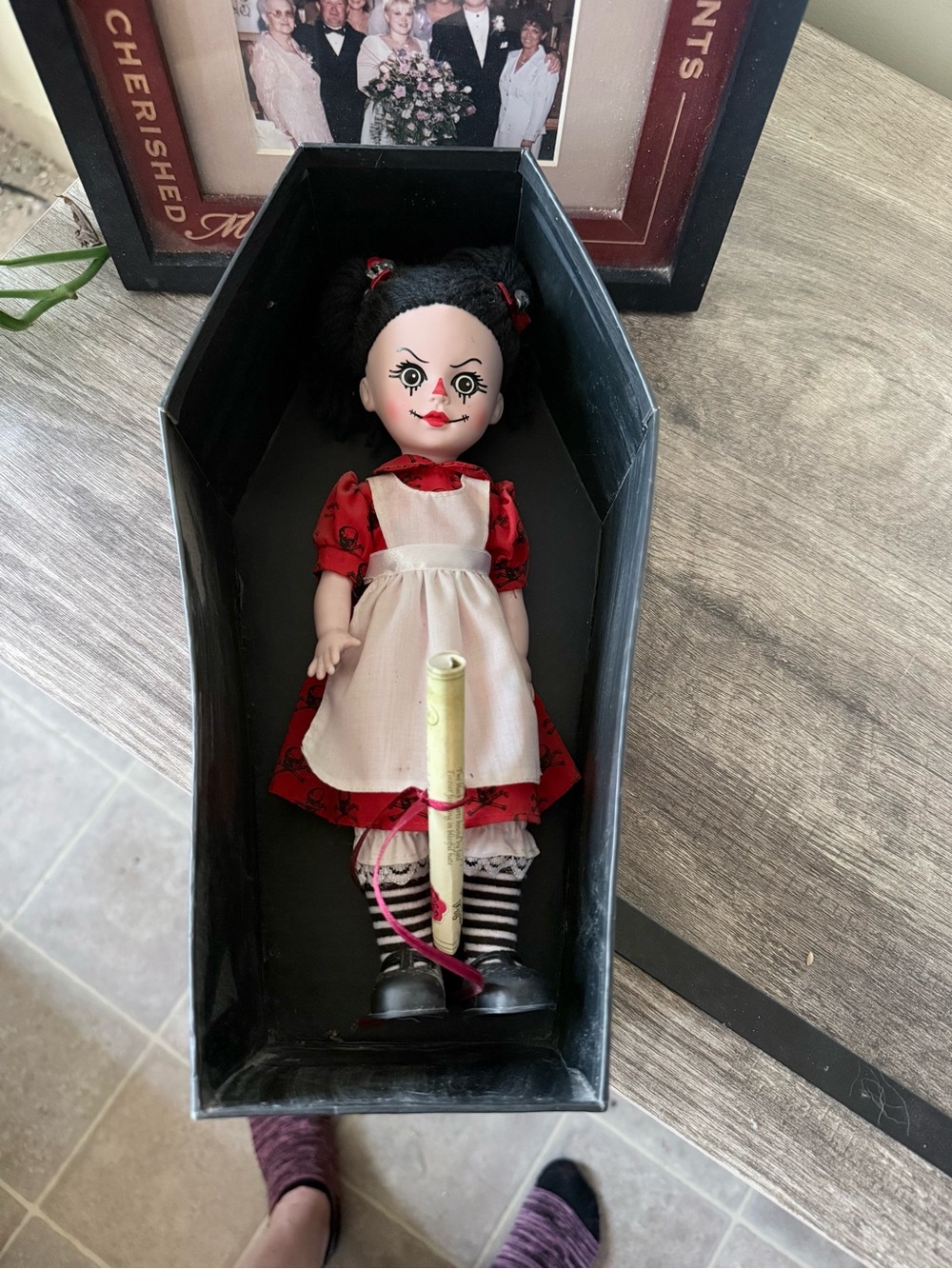 Raggedy Anne and Andy Red & White Gothic Dolls with Striped Stockings